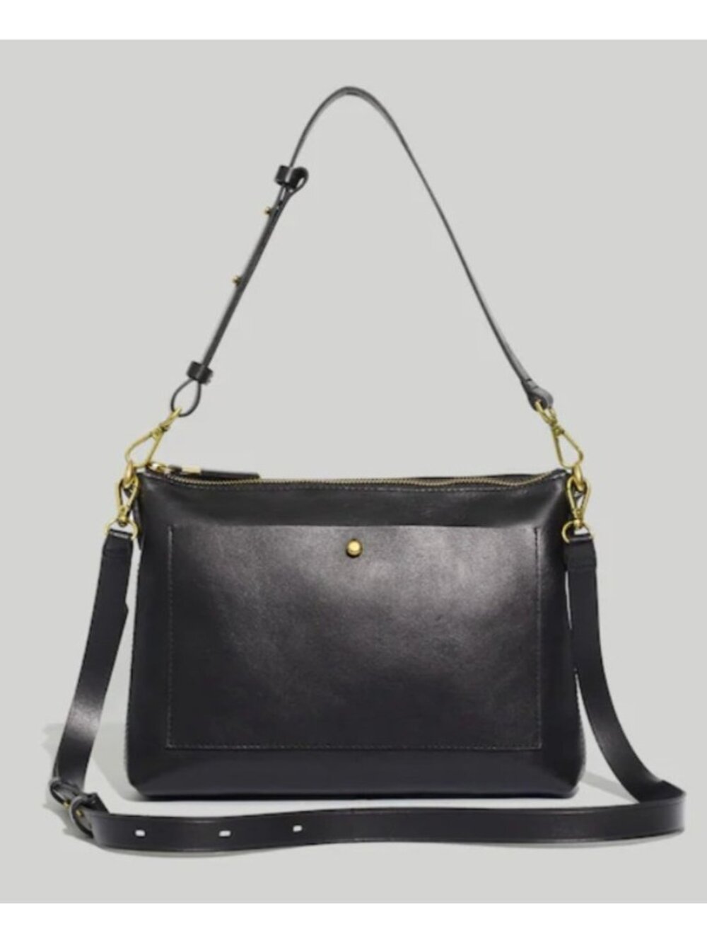 Madewell Black Genuine Leather Convertible Shoulder Crossbody Bag Two Straps